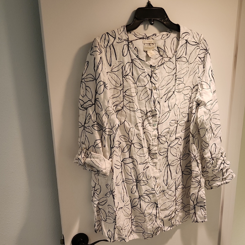 Cynthia Rowley White and Black Button Down Shirt